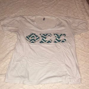 Phi Sigma Sigma stitched lettered shirt